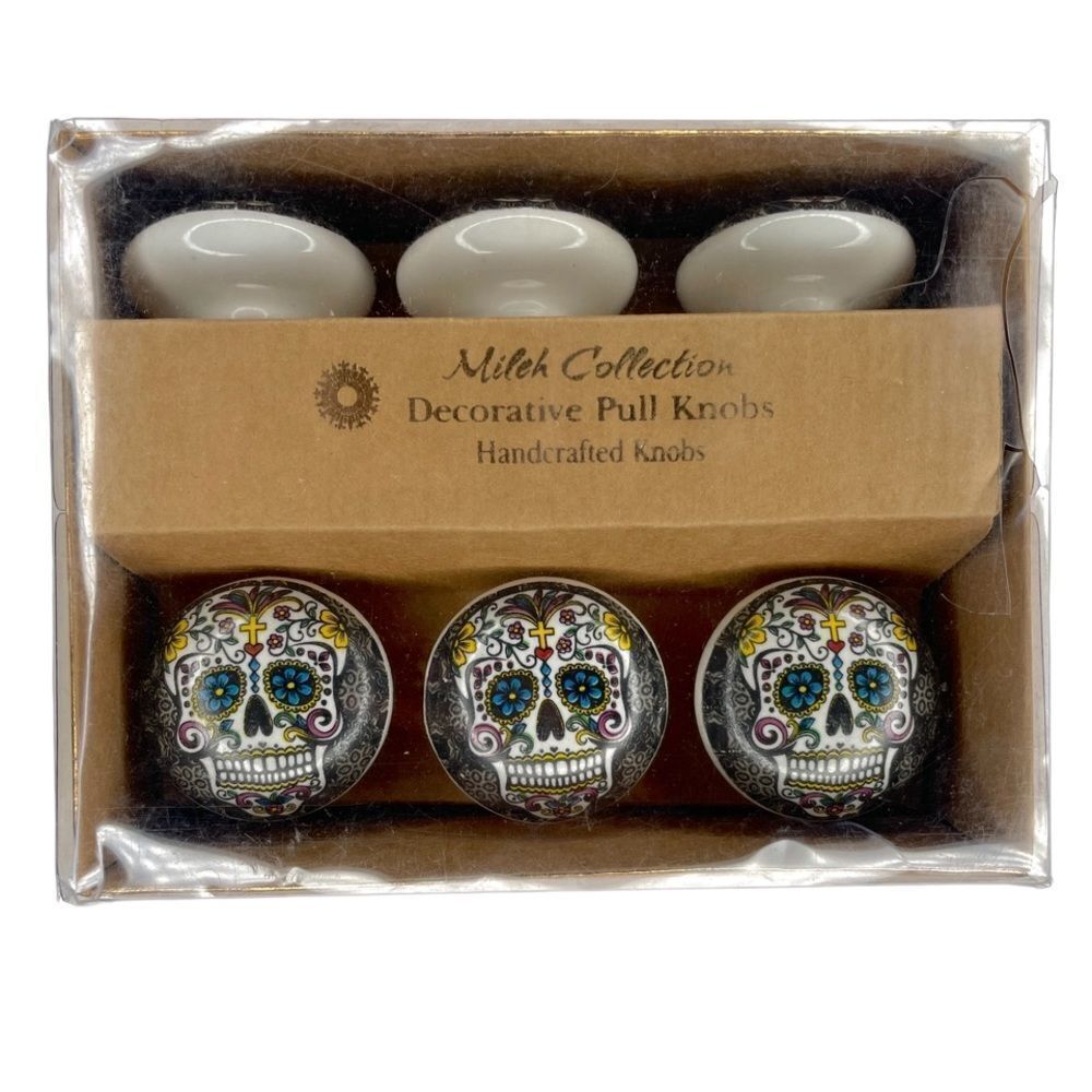 Mileh Collection Set of 6 Ceramic Decorative Pull Knobs NIB